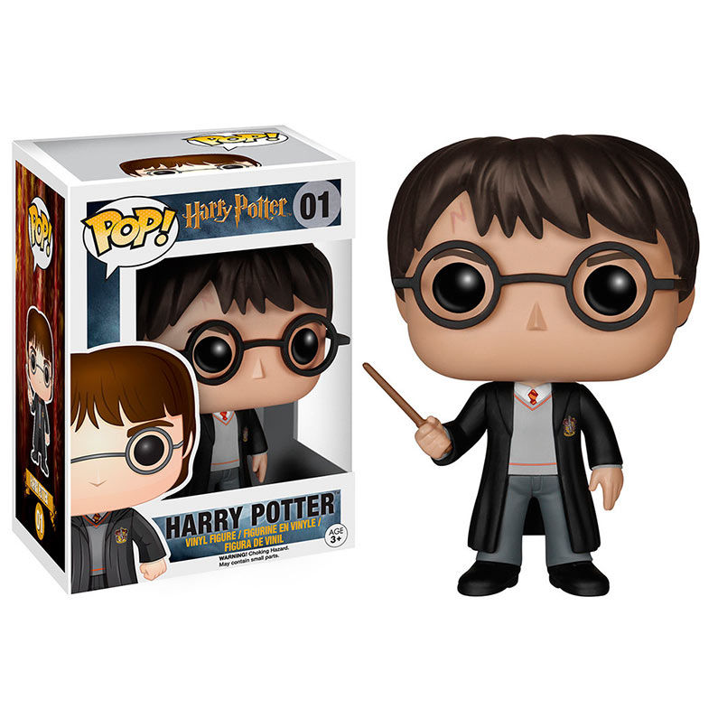 Détail de la figurine POP Harry Potter Gryffindor montrant les couleurs et écusson de la maison