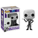 Figurine POP Jack Skellington FUNKO de 9cm vue de face avec son costume emblématique noir et blanc