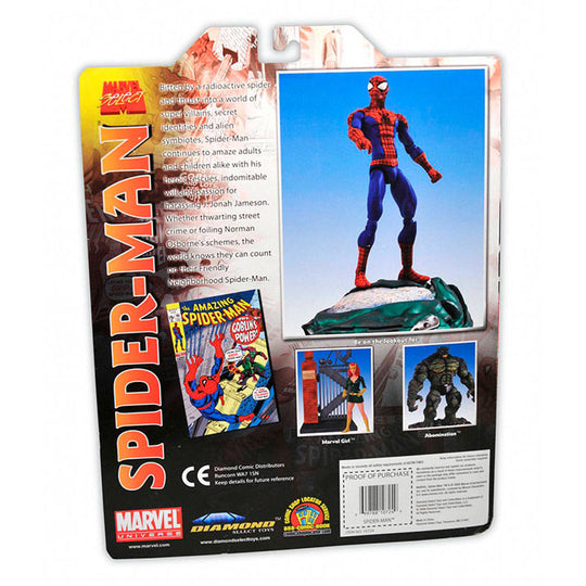 Zoom sur les détails de la texture et des couleurs de la figurine Spiderman Marvel