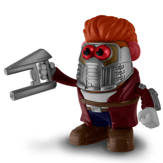 Figurine Mr. Potato Star Lord de 17 cm en vue de face avec détails colorés et accessoires Marvel