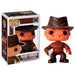 Figurine POP Freddy Krueger de Nightmare on Elm Street vue de face avec détails du visage et chapeau foncé
