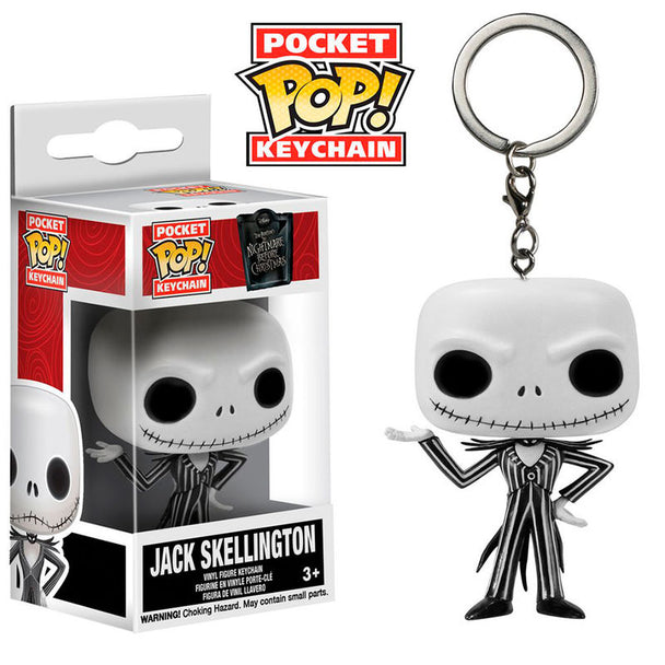Porte-clés FUNKO Pocket Pop représentant Jack Skellington de Nightmare Before Christmas, vue de face avec détails précis
