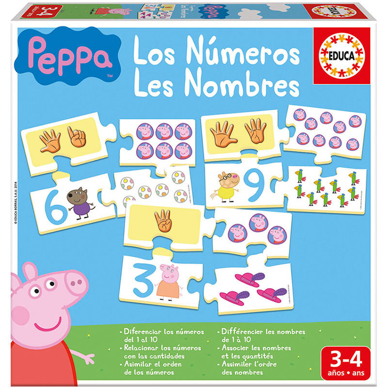 Cartes de jeu Peppa Pig pour apprendre les nombres et les quantités, adaptées aux tout-petits