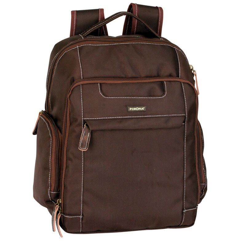 Sacoche business Perona marron de 36cm, conçue pour transporter une tablette et documents professionnels avec élégance.