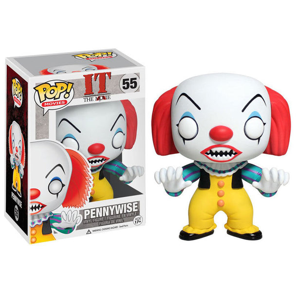Figurine Funko POP IT Pennywise de 9 cm en vinyl dans sa boîte cadeau officielle, vue de face.