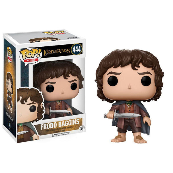 Figurine Funko POP de Frodo Baggins tirée du Seigneur des Anneaux, en vinyle, hauteur 9 cm, présentée dans sa boîte cadeau.