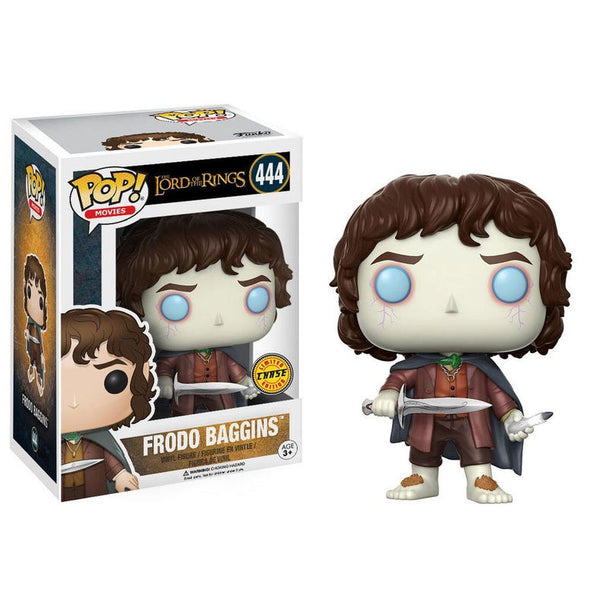 Figurine Funko POP Frodo Baggins Chase du Seigneur des Anneaux en vinyle, hauteur 9 cm, présentée dans sa boîte cadeau
