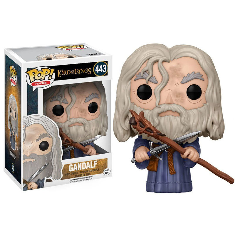 Figurine Funko POP Gandalf Le Seigneur des Anneaux vue de face avec bâton et chapeau pointu
