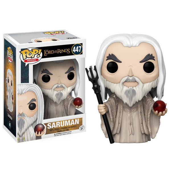Figurine Funko POP Saruman Le Seigneur des Anneaux en vinyle de 9 cm dans sa boîte cadeau.
