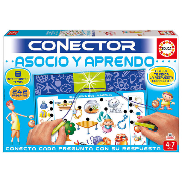Jeu éducatif Spanish Associate and Learn Conector d'EDUCA BORRAS avec 8 feuilles et 242 questions pour enfants de 4 à 7 ans