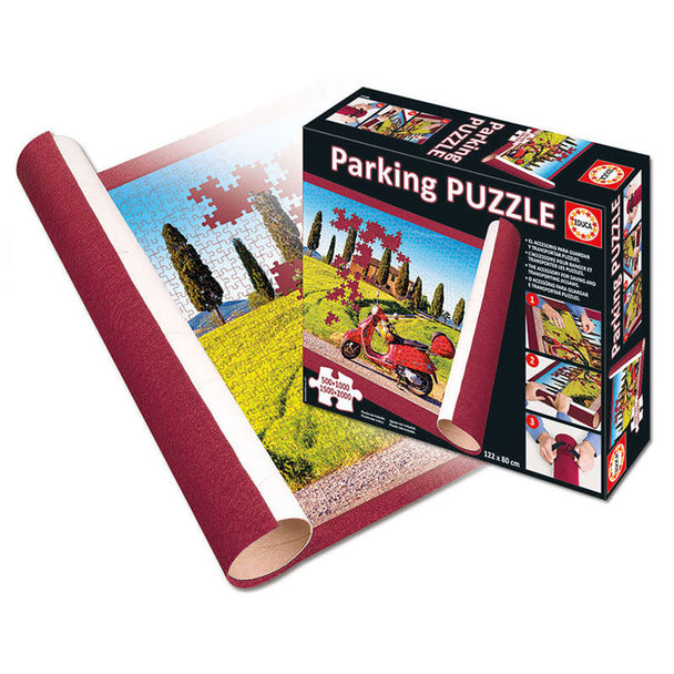 Puzzle Parking EDUCA BORRAS de 122x80 cm avec illustration colorée d'un parking animé, idéal pour enfants.