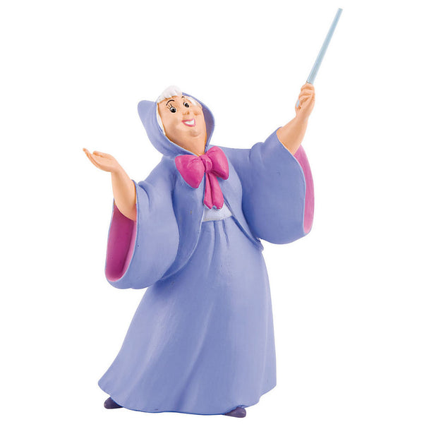 Figurine détaillée de la Marraine Fée de Cendrillon Disney de 10 cm par BULLYLAND, vue de face.