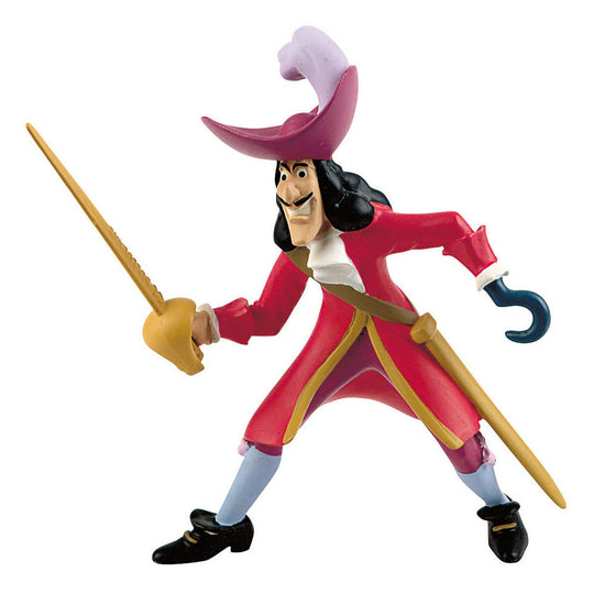 Figurine Captain Hook de Disney Peter Pan de 10cm par BULLYLAND, vue de face avec détails précis et couleurs vives.