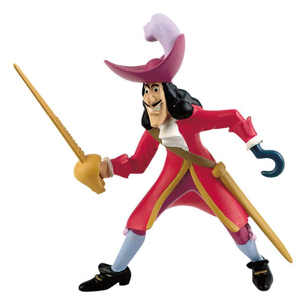 Figurine Captain Hook de Disney Peter Pan de 10cm par BULLYLAND, vue de face avec détails précis et couleurs vives.
