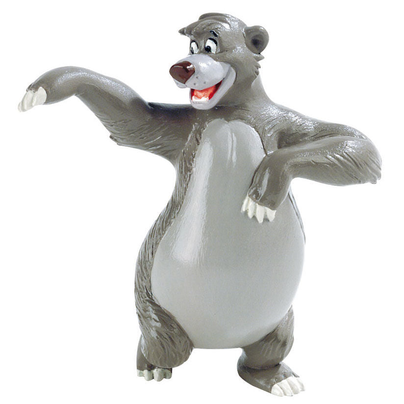 Figurine détaillée de Baloo de 7 cm issue de The Jungle Book par BULLYLAND, vue de face avec peinture réaliste.