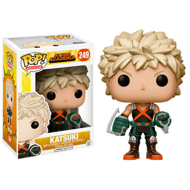 Figurine Funko POP Katsuki Bakugo de My Hero Academia en vinyle, hauteur 9 cm, présentée dans sa boîte cadeau originale.