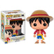 Vue latérale de la figurine Funko POP Monkey D. Luffy montrant les détails soignés du personnage