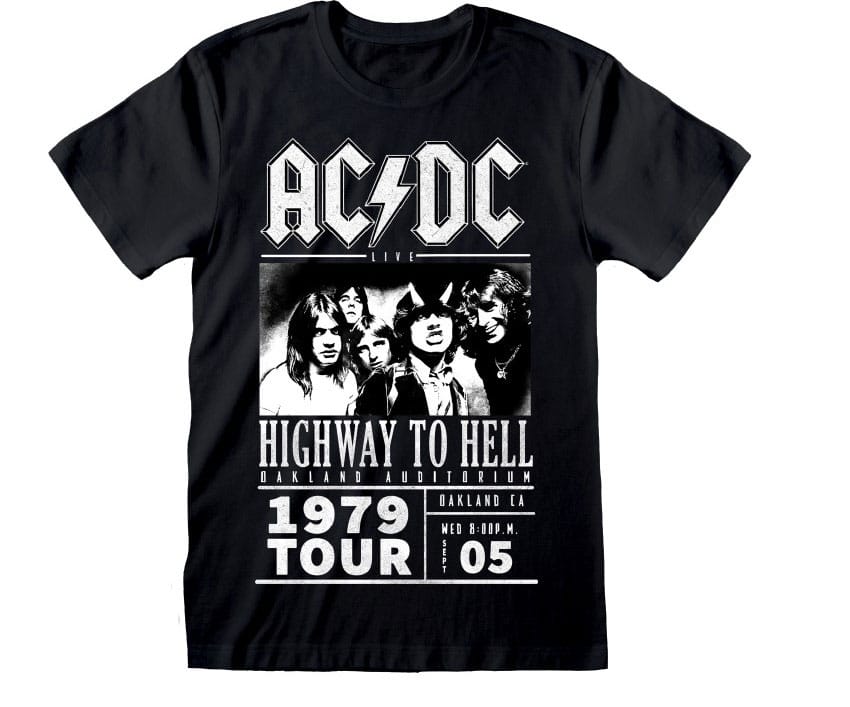 T-Shirt AC/DC Highway To Hell 1979 Tour noir taille L, licence officielle