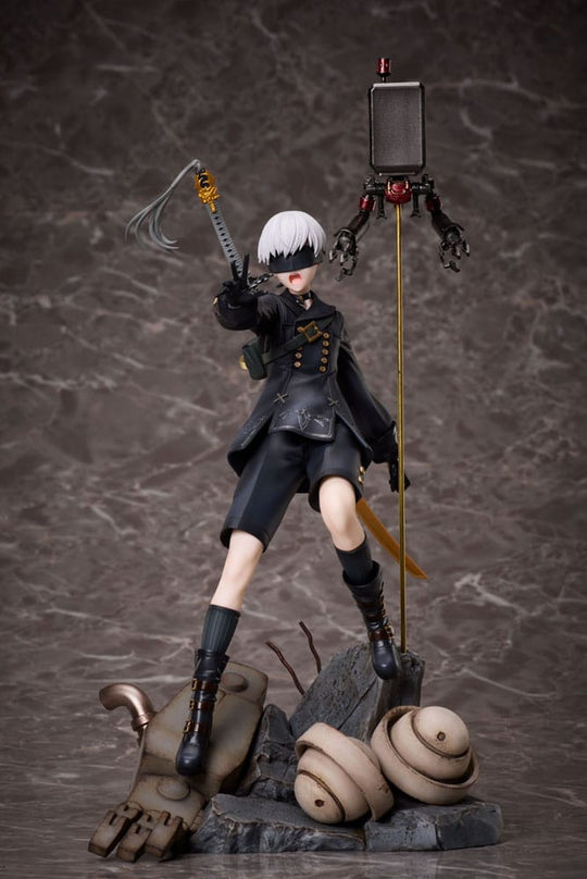 Figurine 9S NieR:Automata PVC 23cm - Gros plan sur le visage et les cheveux