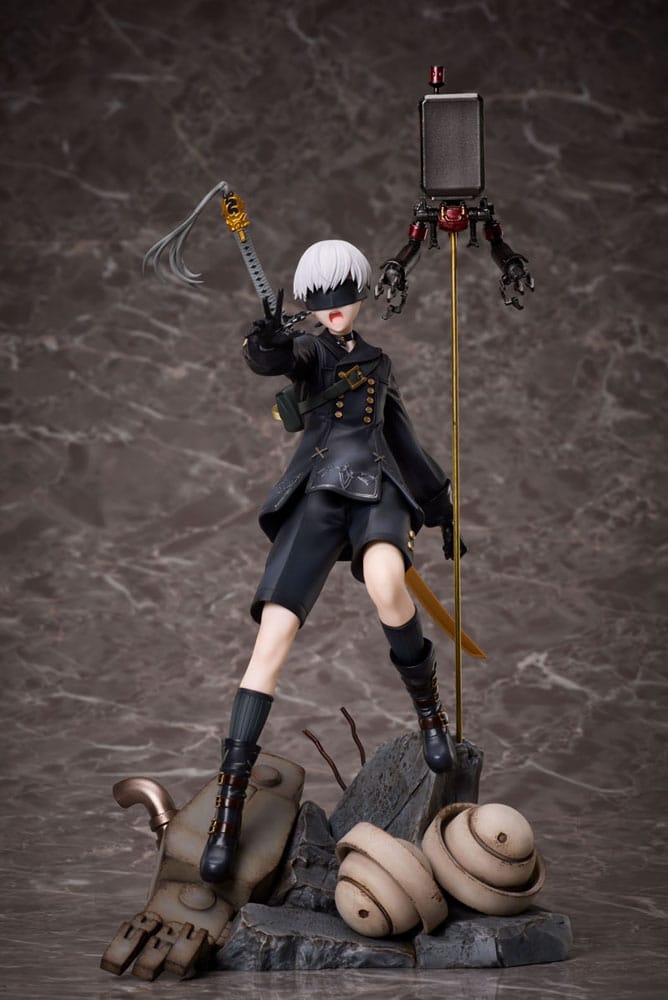 Figurine 9S NieR:Automata PVC 23cm - Gros plan sur le visage et les cheveux