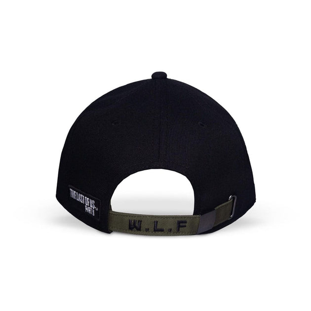 Détail du logo Wolf brodé sur la casquette The Last of Us 2 par Difuzed