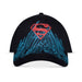 Casquette baseball Superman Logo Difuzed vue de face, logo emblématique rouge et jaune.