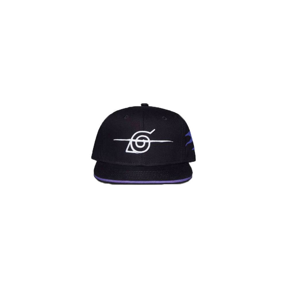Casquette Snapback Naruto Shippuden Symbol noire, vue de face, logo brodé, licence officielle Difuzed.