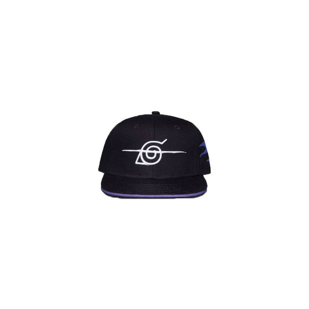 Casquette Snapback Naruto Shippuden Symbol noire, vue de face, logo brodé, licence officielle Difuzed.
