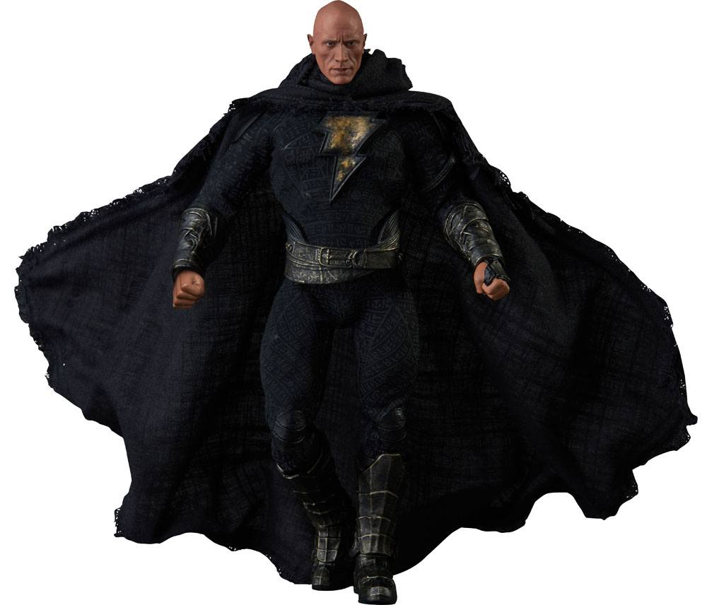 Vue rapprochée du visage de la figurine Black Adam DAH 1/9, yeux LED allumés