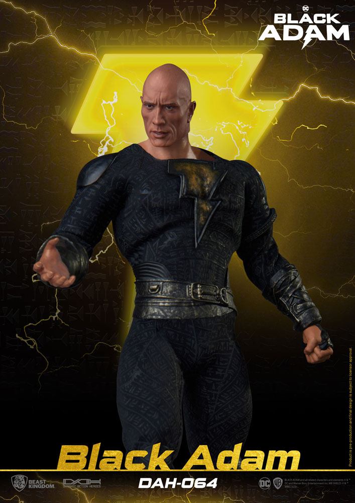 Figurine Black Adam Beast Kingdom dans une pose menaçante, yeux LED brillants