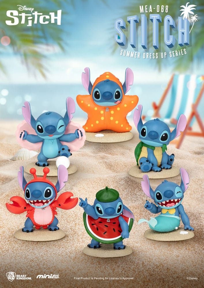 Présentation des 6 figurines Stitch Summer Dress Up