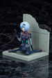 Gros plan sur le visage de Rei Ayanami, statuette Evangelion 4.0, expression neutre