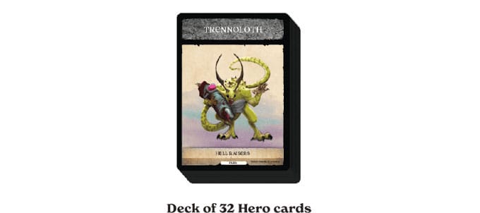 Exemple de tapis de joueur et de cartes d'aventuriers de Ring of Chaos