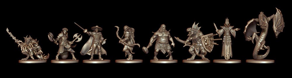 Composants du jeu Ring of Chaos organisés pour une partie