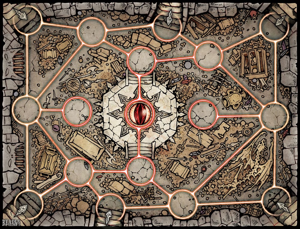 Tapis de joueur et cartes d'aventuriers en détail