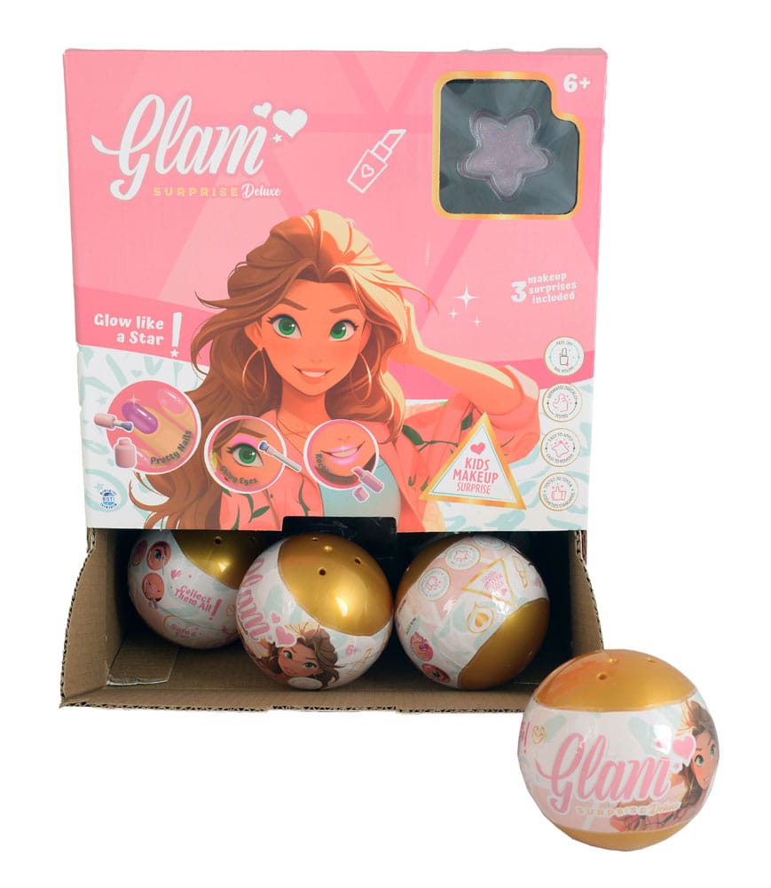 Capsule individuelle Glam Surprise ouverte révélant des produits de maquillage pour enfant