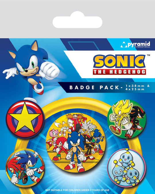 Pack de 5 badges Sonic the Hedgehog Speed Team officiels Pyramid International