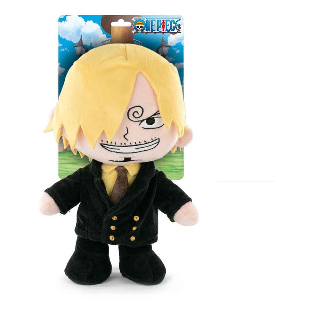 Peluche officielle Sanji de One Piece 28 cm par Barrado, représentant le personnage avec sa tenue classique et son sourire.