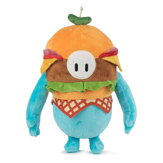 Peluche Fall Guys Tasty Burger 30 cm sous licence officielle Barrado, représentant le costume de burger du jeu vidéo.