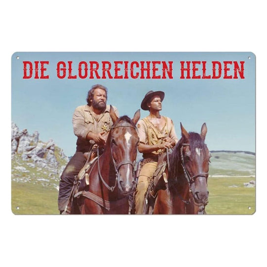 Panneau métal officiel Bud Spencer & Terence Hill "Die glorreichen Helden" 20x30 cm
