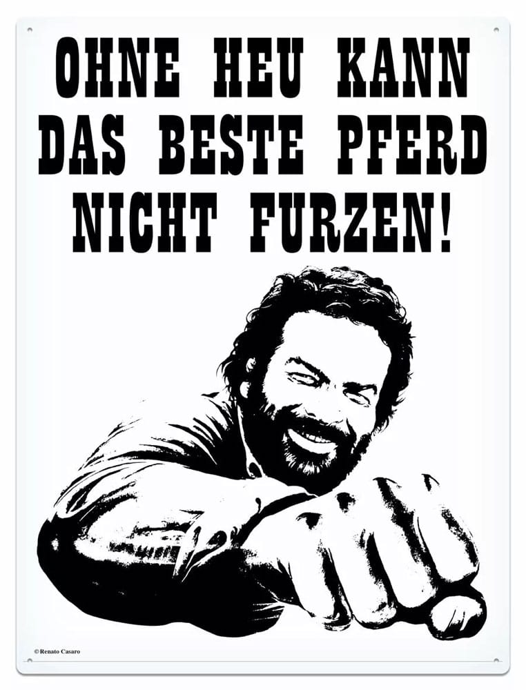 Panneau métal Bud Spencer 'Pferd Faust' officiel 30x40cm