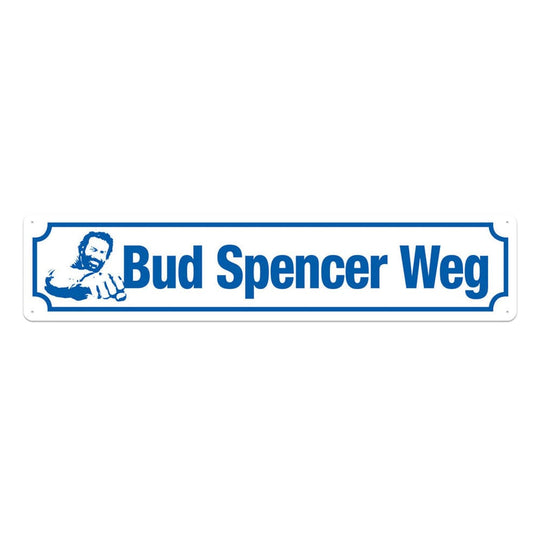 Panneau métal Bud Spencer Weg officiel 46x10 cm, idéal pour la décoration murale des fans.