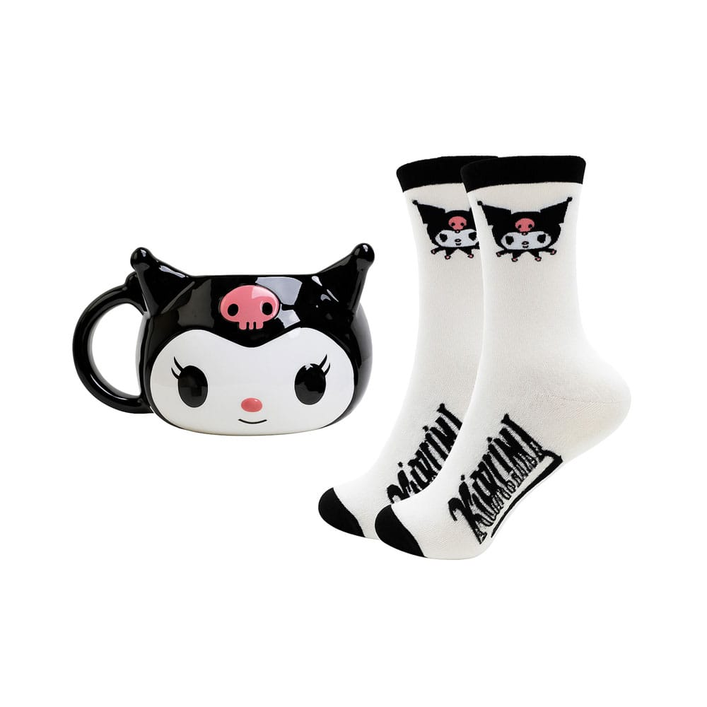 Set cadeau Sanrio Kuromi avec mug 3D et chaussettes, vue d'ensemble
