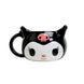 Mug 3D Kuromi Sanrio en gros plan, détails du visage et du crâne