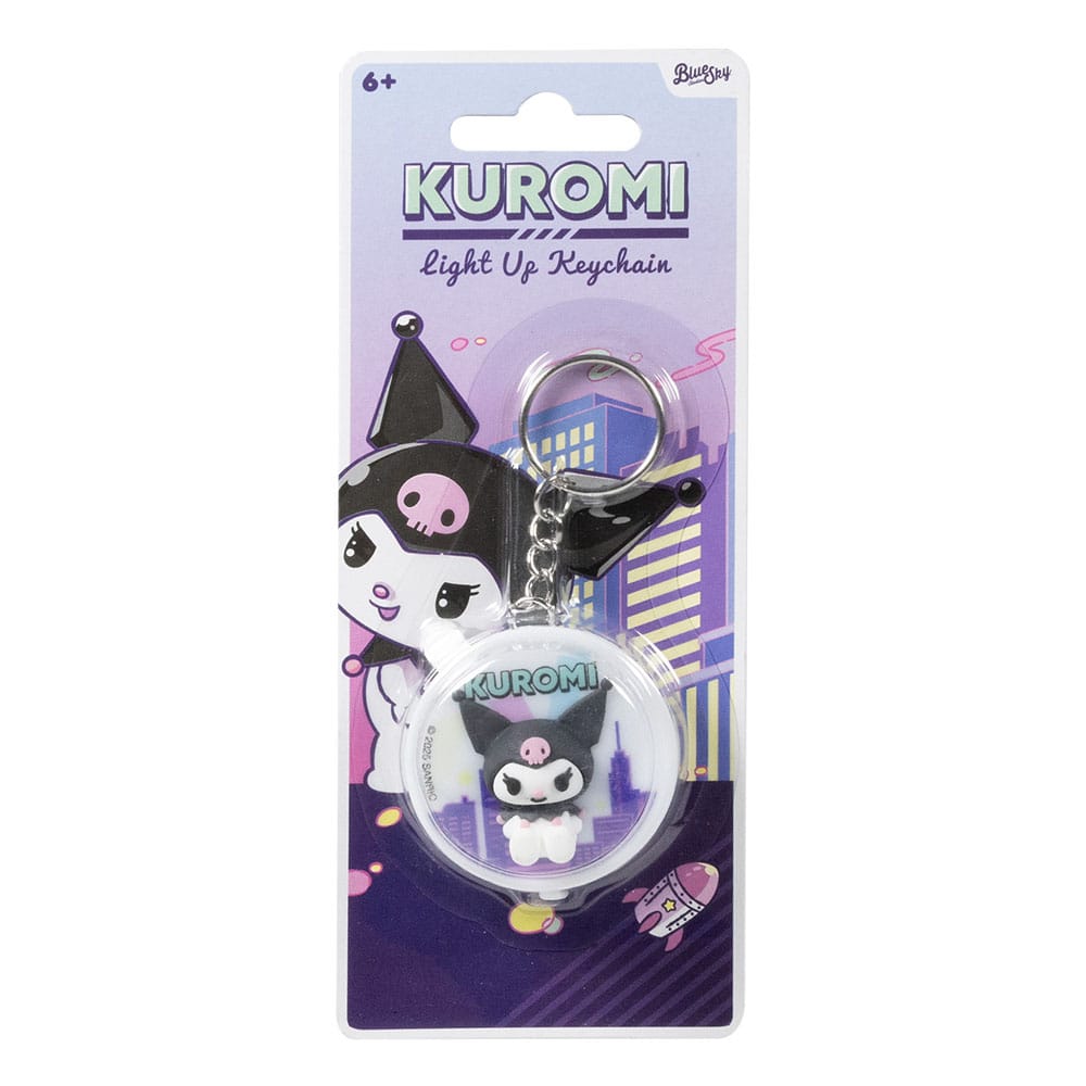Détail du porte-clés Kuromi avec sa fonction lumière activée