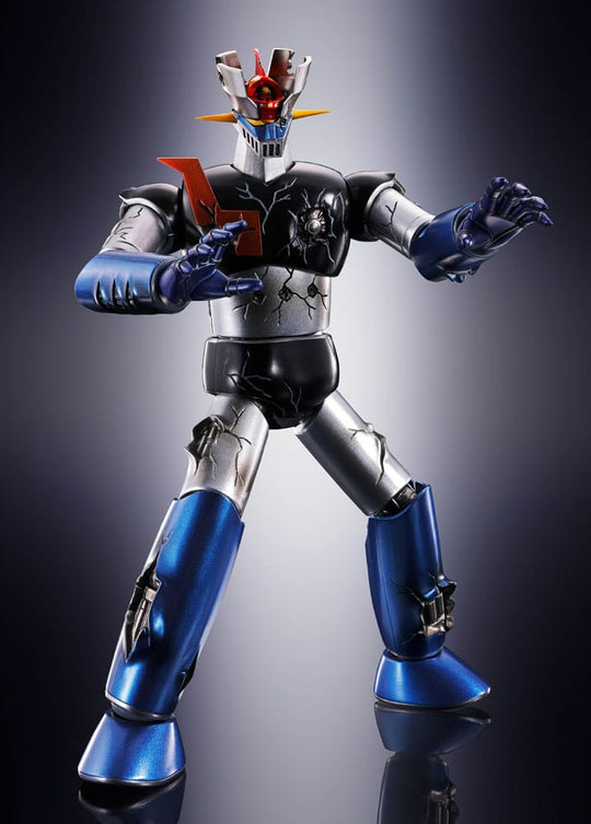 Gros plan sur les détails endommagés de la figurine Great Mazinger Diecast