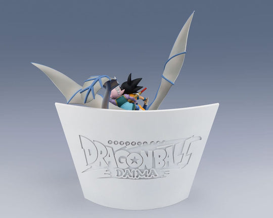 Statuette Dragon Ball Goku & Supreme Kai de profil, montrant les détails des personnages