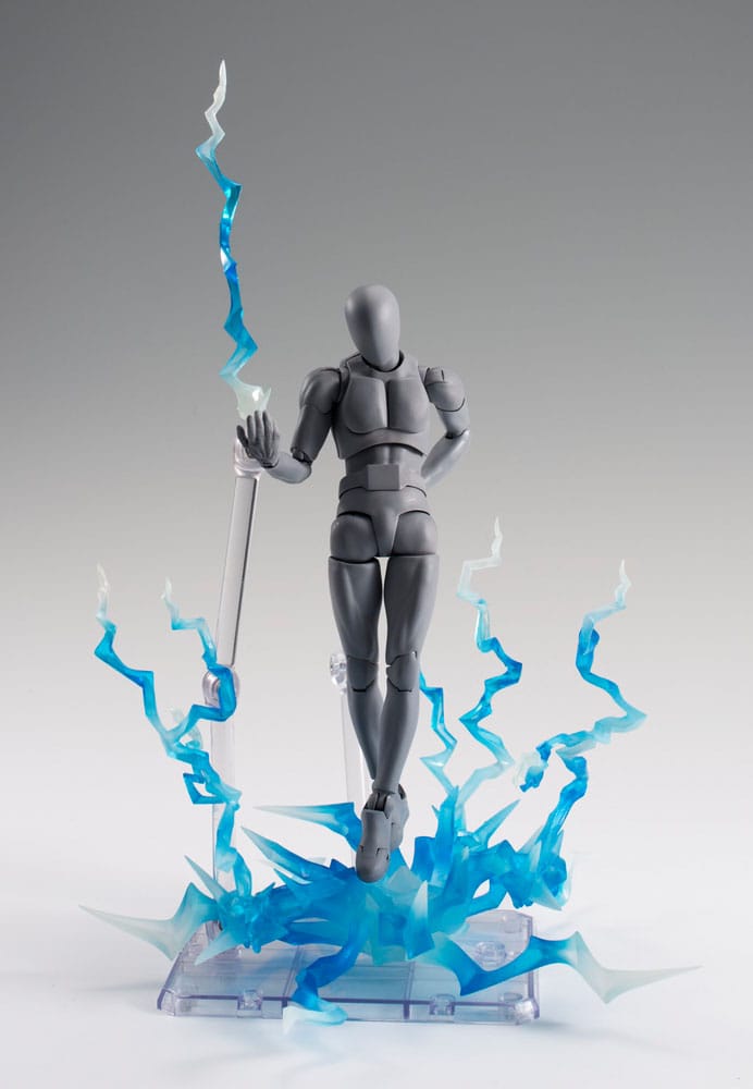 Diverses configurations possibles des effets Thunder Blue autour d'une figurine