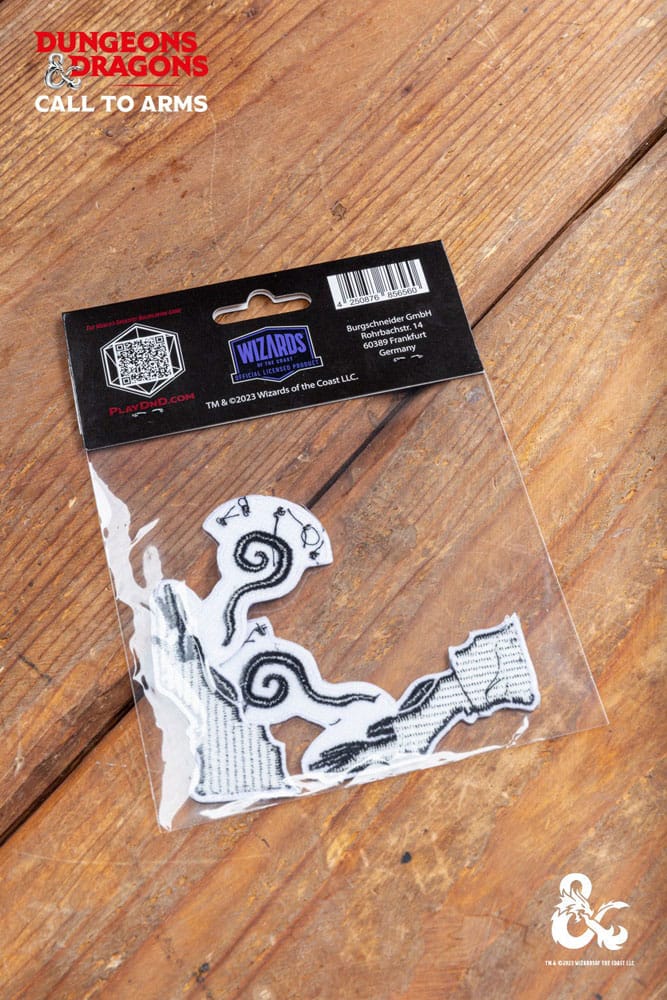 Patch D&D Wizard appliqué sur un sac à dos d'aventurier