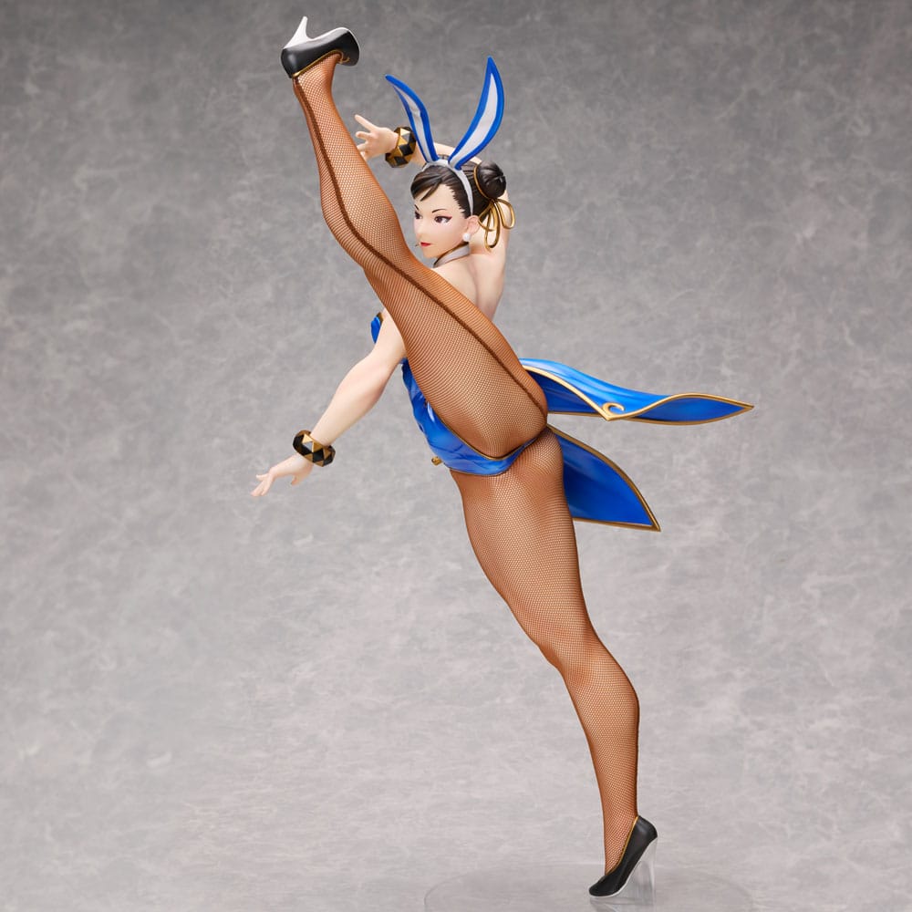 Figurine Chun-Li Bunny Street Fighter 6, vue latérale, pose dynamique